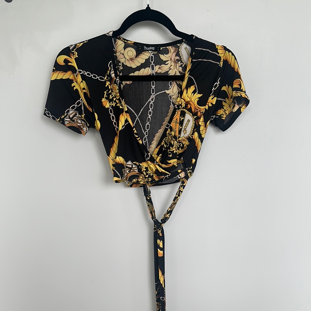 Versace Print Crop Blouse (XS)
